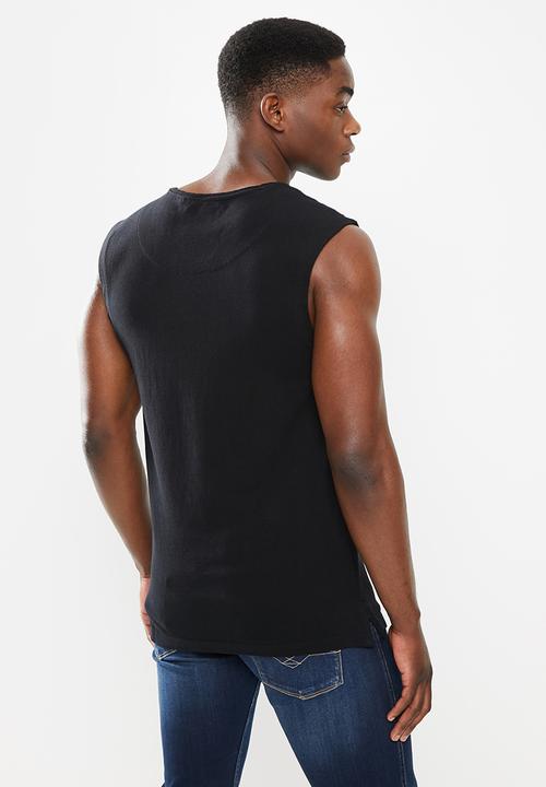 S.P.C.C - Renton regular fit straight hem, sleeveless tee - black