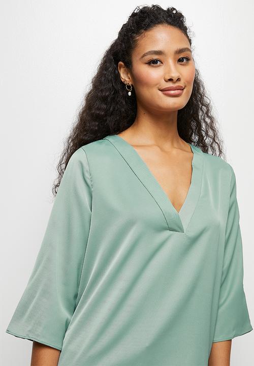 edit - V-neck longline tunic - dusty sage