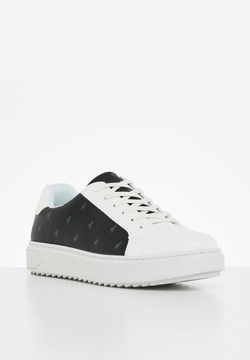 POLO - Immanuel monogram leather sneaker - black & white