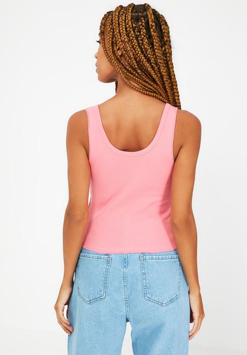 Trendyol - Strap knit top - pink