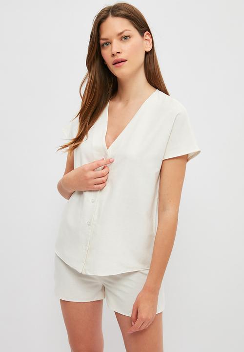 Trendyol - Woven pyjamas set - white