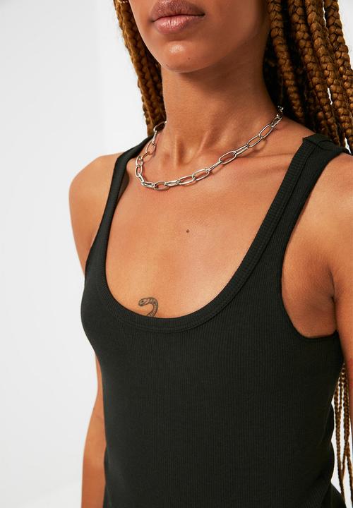 Trendyol - Strap knit top - black