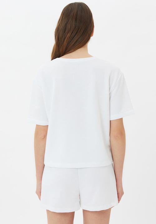 Trendyol - Slogan knitted pyjamas set - white