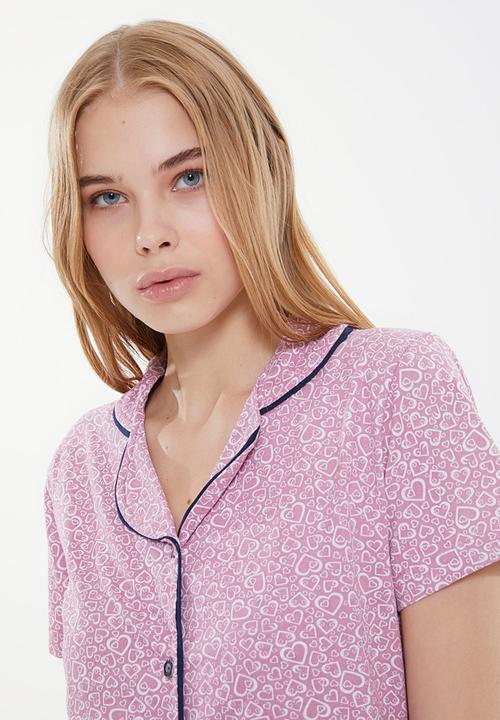 Trendyol - Printed knitted pajamas set - purple