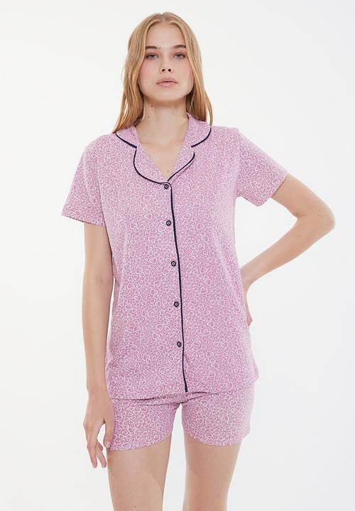 Trendyol - Printed knitted pajamas set - purple