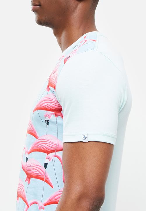 Original Penguin - Wild flamingo tee - light blue & pink