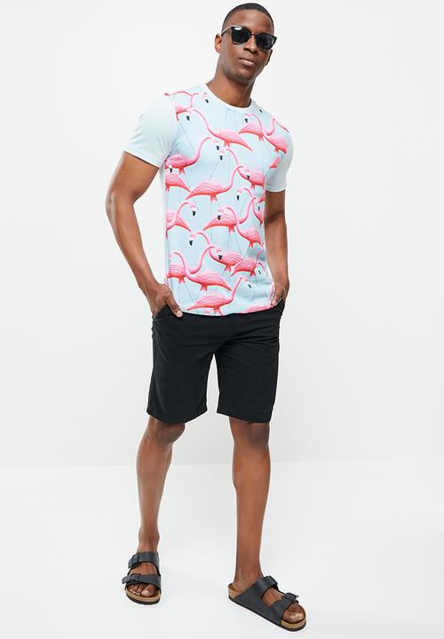 Original Penguin - Wild flamingo tee - light blue & pink