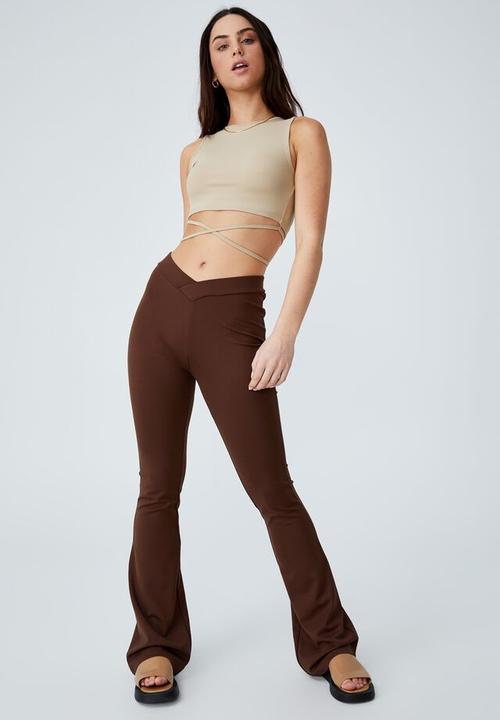 Cotton On - V front pull on pant - rich chocolate