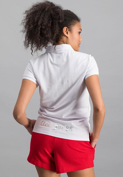 Aca Joe - Ladies aca joe foil aj & sleeve applique golfer - white