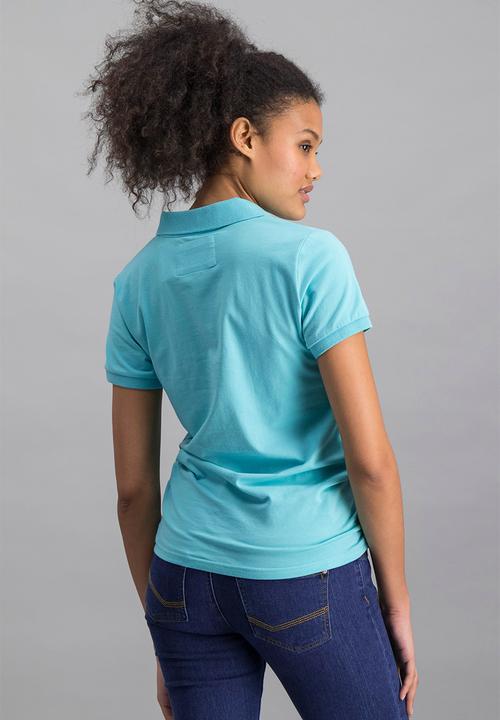 Aca Joe - Ladies aca joe high square small logo golfer - aqua