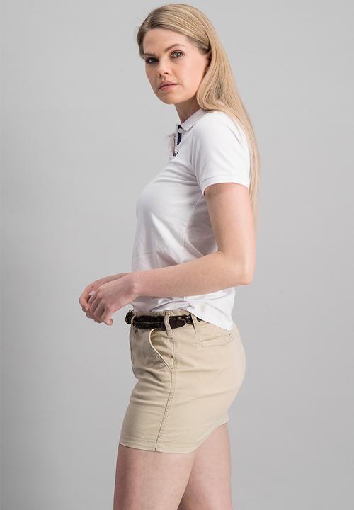Aca Joe - Ladies aca joe high square small logo golfer - white