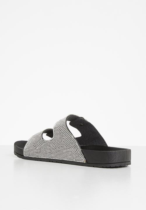 Madison® - Bling double strap slide - silver & black