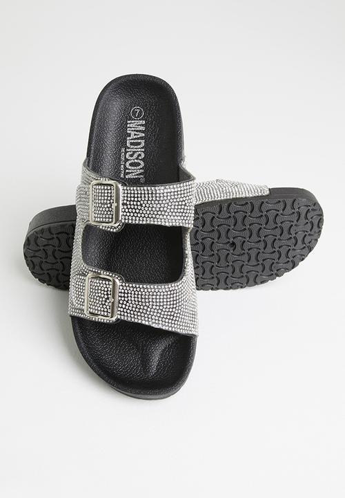 Madison® - Bling double strap slide - silver & black