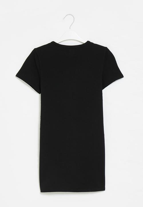 Rebel Republic - Fitted printed tshirt dress - black