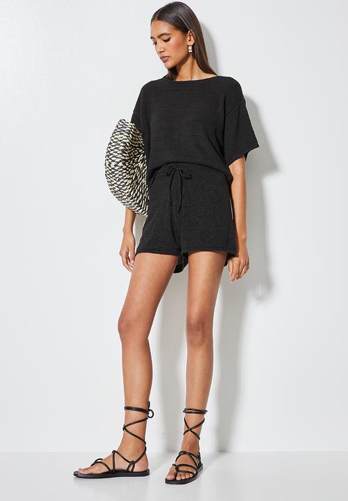 Superbalist - Summer knit t-shirt  - black