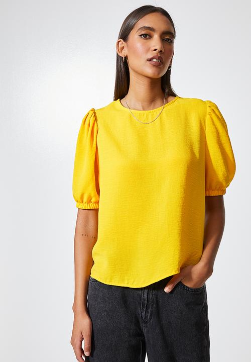 Superbalist - Basic puff sleeve woven tee - tuscan sun