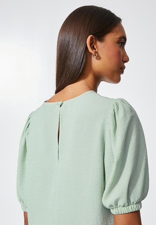 Superbalist - Basic puff sleeve woven tee - sage