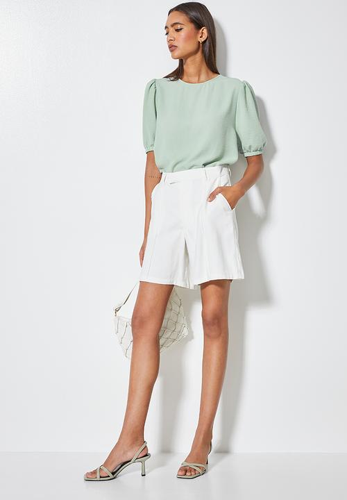 Superbalist - Basic puff sleeve woven tee - sage