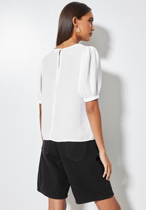 Superbalist - Basic puff sleeve woven tee - white