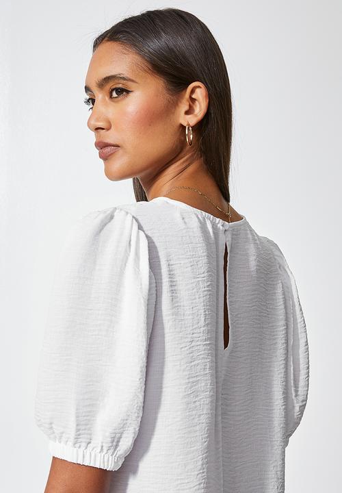 Superbalist - Basic puff sleeve woven tee - white