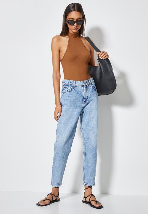 Superbalist - 2 Pack funnel neck cutaway bodysuit - tobacco & black