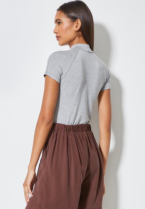 Superbalist - 2 Pack raglan sleeve funnel neck tee - white & grey melange