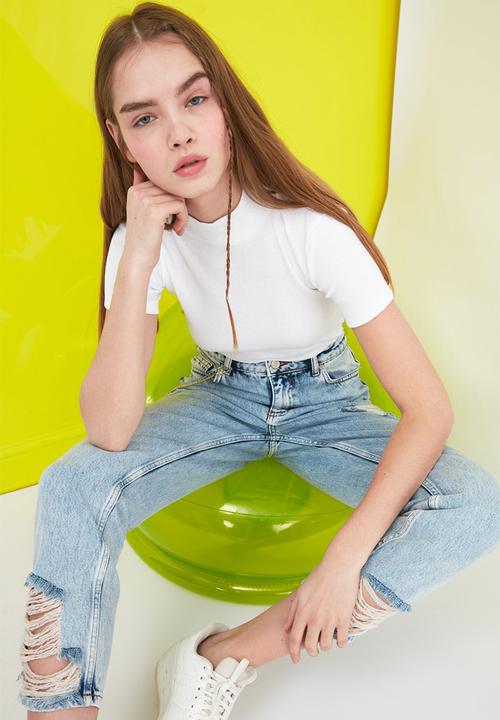 Trendyol - Turtle neck crop knit - white
