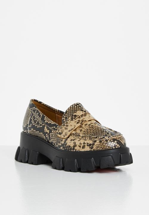Glamorous - Wide fit chunky loafer - natural snake