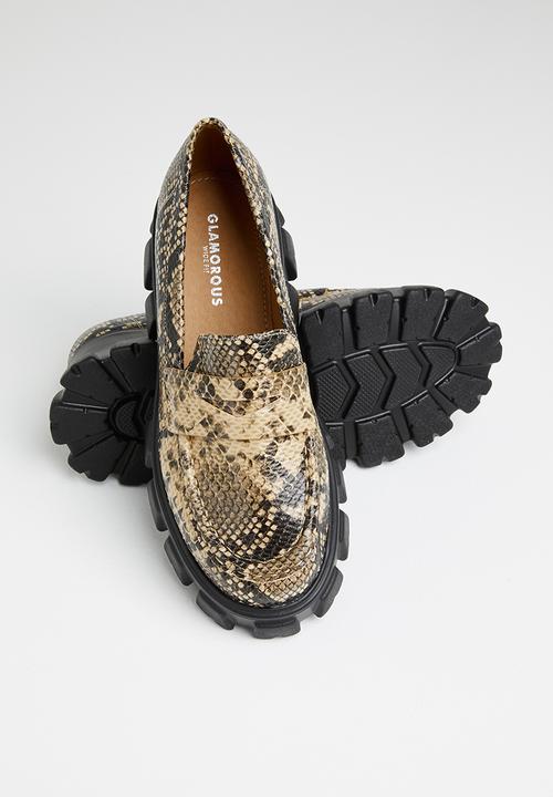 Glamorous - Wide fit chunky loafer - natural snake