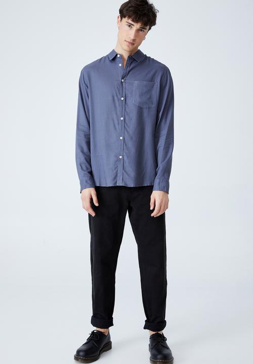 Cotton On - Ashby long sleeve shirt - navy 