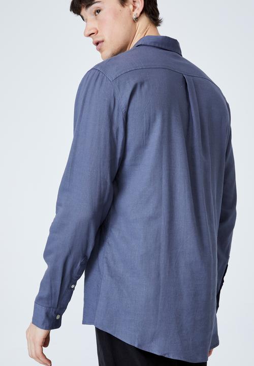 Cotton On - Ashby long sleeve shirt - navy 