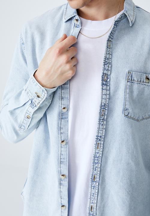 Cotton On - Camden long sleeve shirt - light blue 
