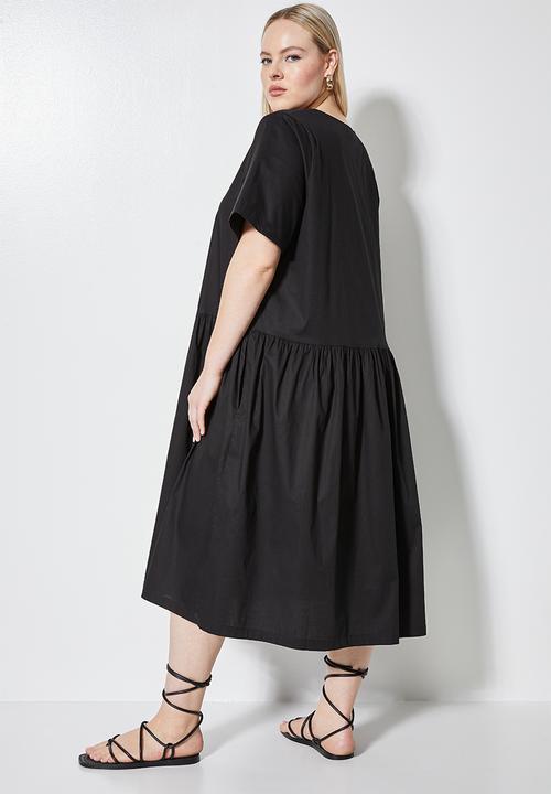 Superbalist - Dropped waist pocket detail dress - black