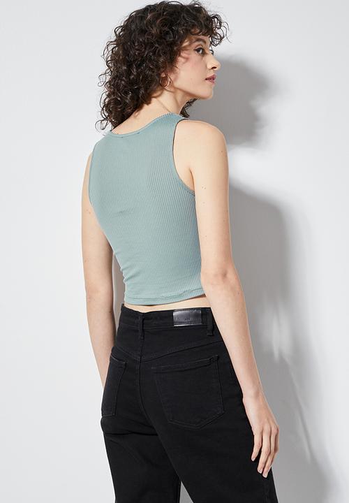 VELVET - Halter twist front top - duck egg