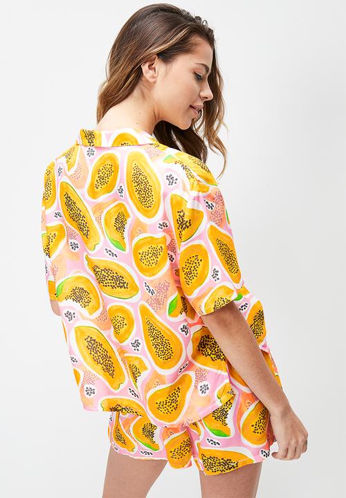 Blake - Printed button down sleep set - multi 