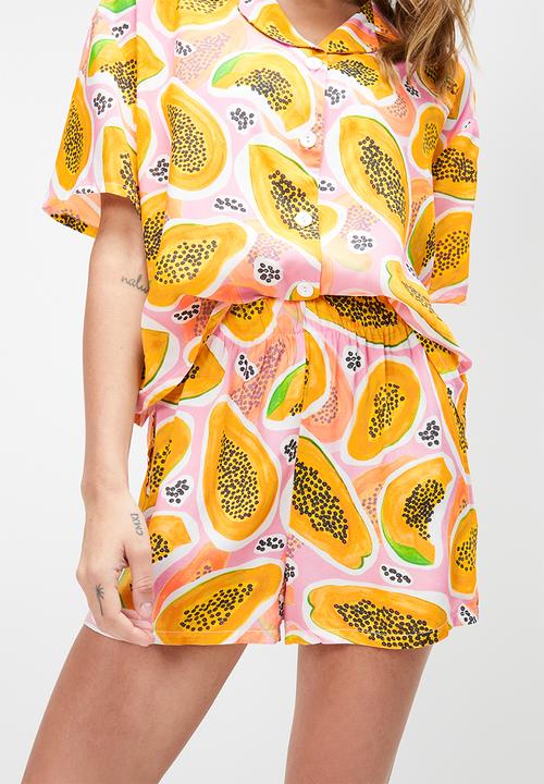 Blake - Printed button down sleep set - multi 