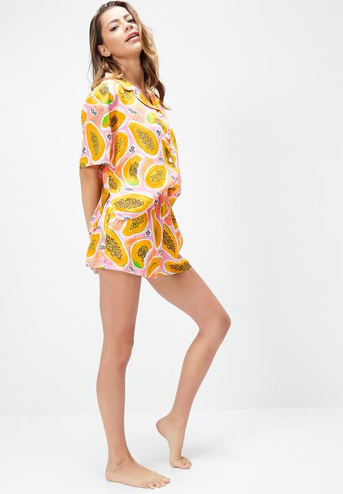 Blake - Printed button down sleep set - multi 