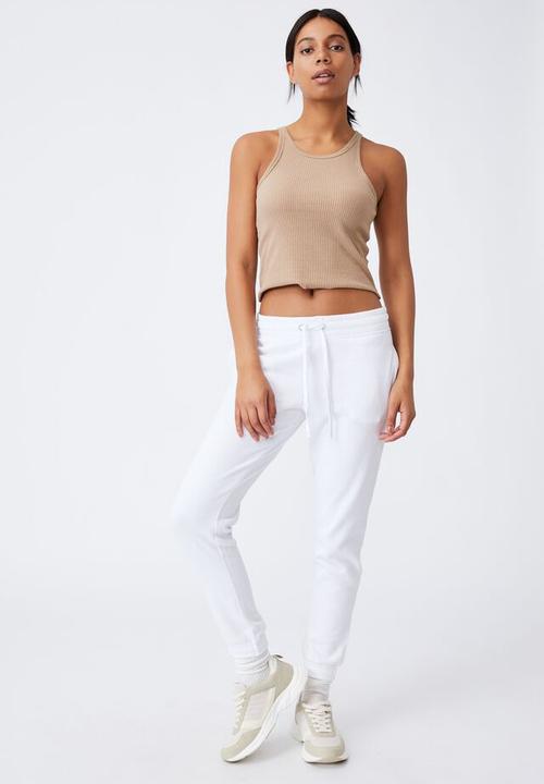 Cotton On - Slim fit trackpant - white