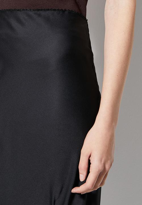 VELVET - Pull on slip skirt - black