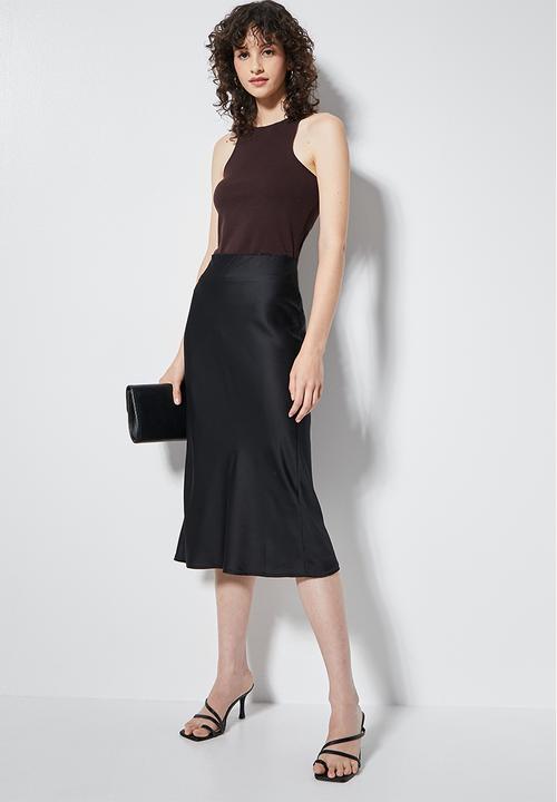 VELVET - Pull on slip skirt - black