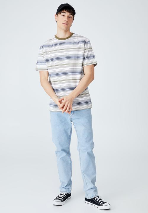 Cotton On - Loose fit t-shirt - denim oversized 70s stripe