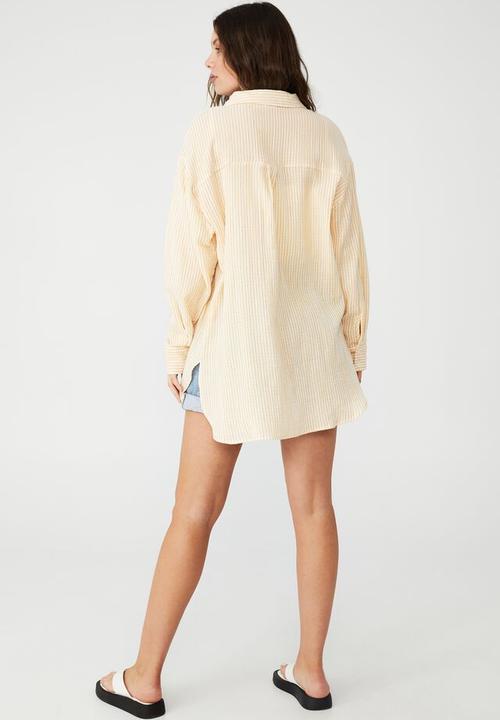 Cotton On - Savannah oversized shirt - shannon stripe sunshine yellow