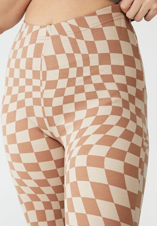 Cotton On - Pull on flare pant - chiara checkerboard bronze