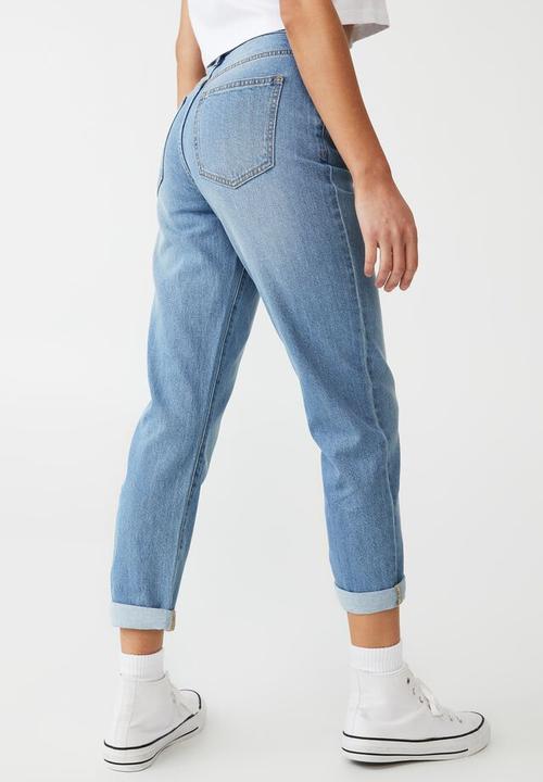 Cotton On - Petite stretch mom jean - lagoon blue