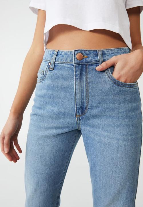 Cotton On - Petite stretch mom jean - lagoon blue