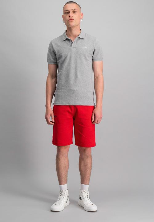 Aca Joe - Unbrushed fleece elasticated shorts - red