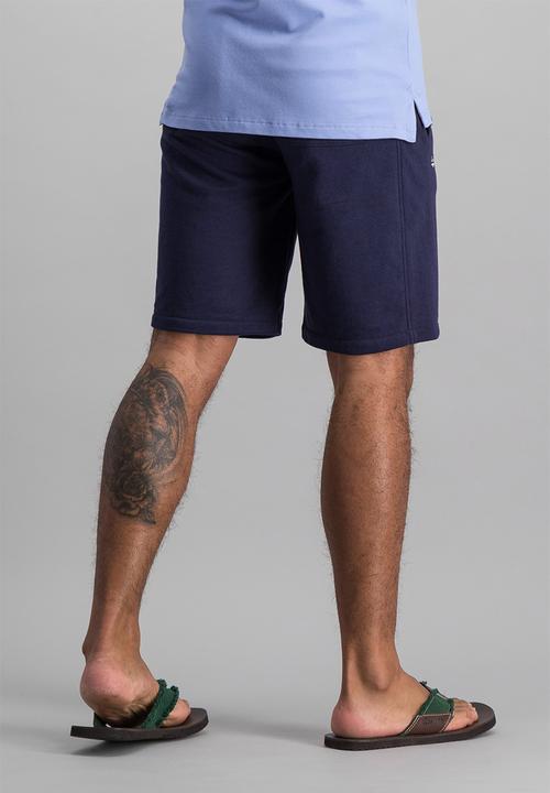 Aca Joe - Unbrushed fleece elasticated shorts - navy