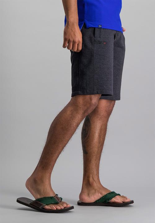 Aca Joe - Unbrushed fleece elasticated shorts - charcoal
