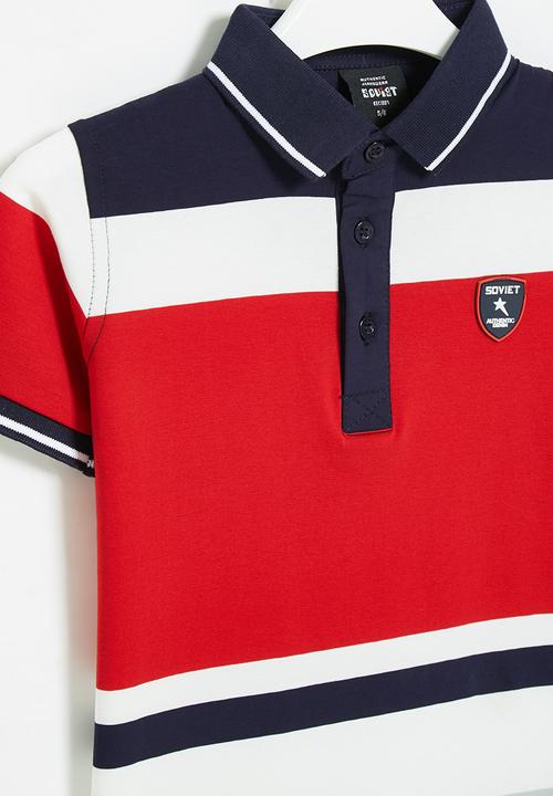 SOVIET - B romano y/dye stripe golfer - navy