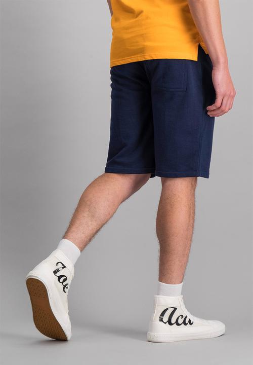 Aca Joe - Logo high square fleece shorts - navy